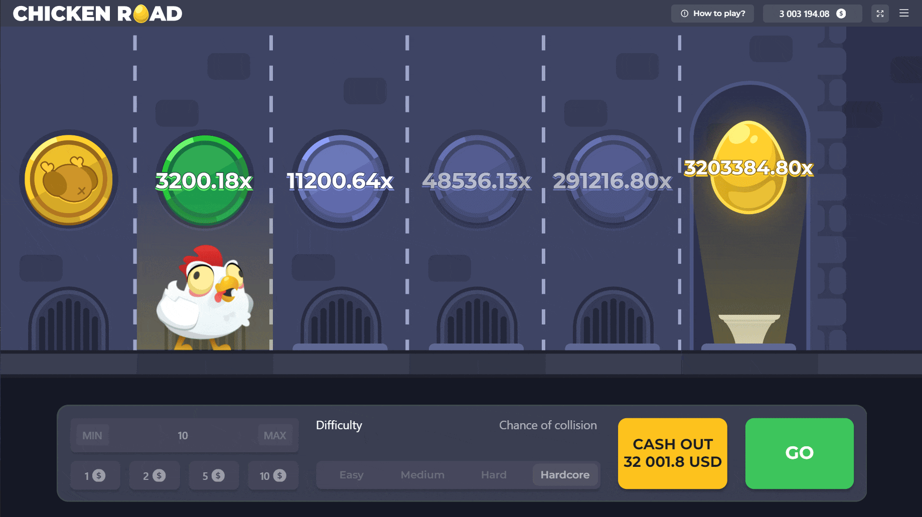 Lobby de casino online con juego Chicken Road